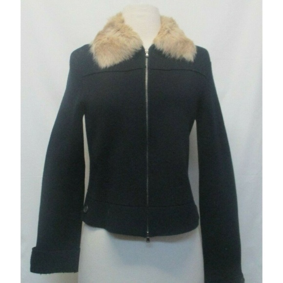 henri bendel Jackets & Blazers - Henri Bendel Womens Jacket Rabbit Fur Collar Sz L